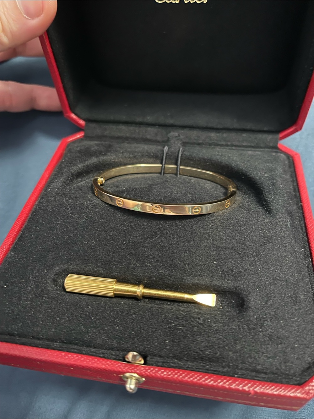 Like New - Cartier Love Small Bracelet 18K Yellow Gold size 16 full box and cert